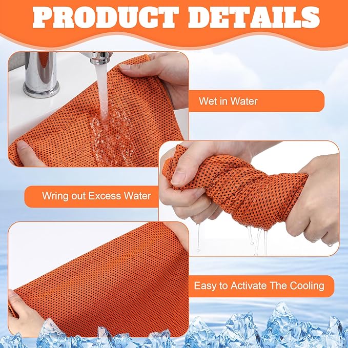 Cooling Towel Bulk - Neck & Face Cool Chilly Towels Microfiber Breathable Sport Sweat Rag for Gym, Yoga, Travel, Camping, Running, Outdoor