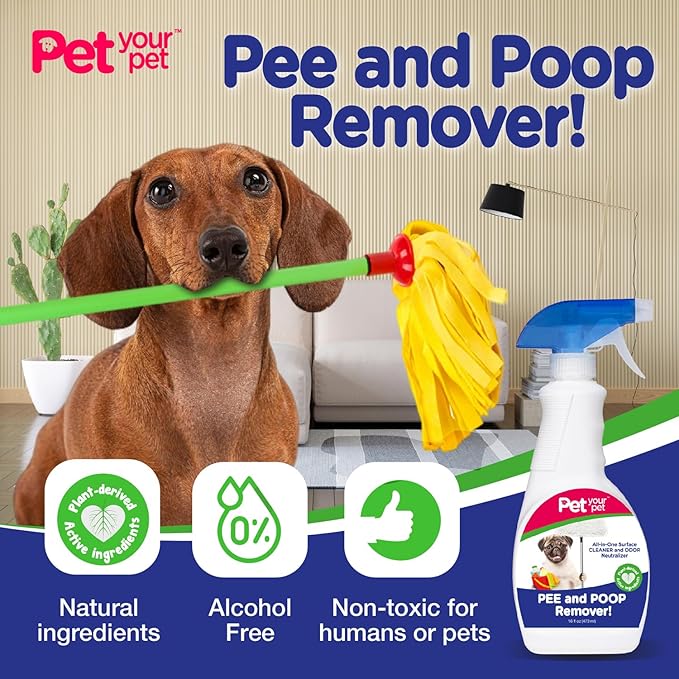 Dog Pee and Poop Remover 32 fl Oz. – All-in-One Pet Stain and Odor Remover with Plant-Derived Ingredients – Stain and Odor Removers for Upholstery, Carpets, Leather & Hard Floors