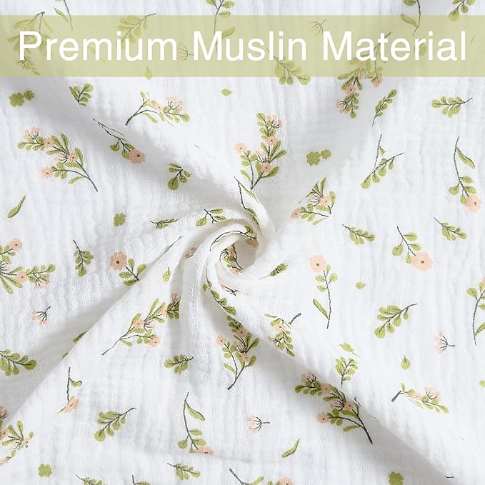 Meracorallo Muslin Swaddle Blanket, 100% Cotton Receiving Blanket Soft and Breathable Swaddle Wrap for Baby Boys and Girls, Flower