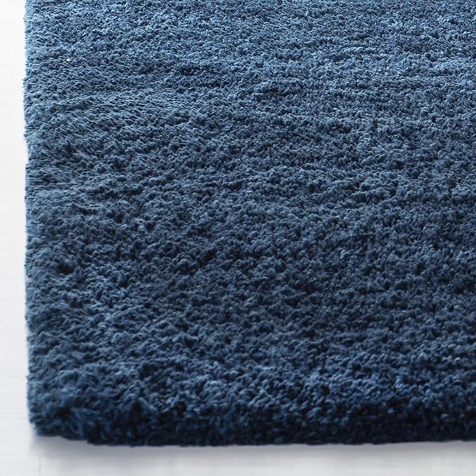 SAFAVIEH Fontana Shag Collection Runner Rug - 2'3" x 6', Blue, Solid Design, Non-Shedding & Easy Care, 2-inch Thick Ideal for High Traffic Areas in Living Room, Bedroom (FNT800M)