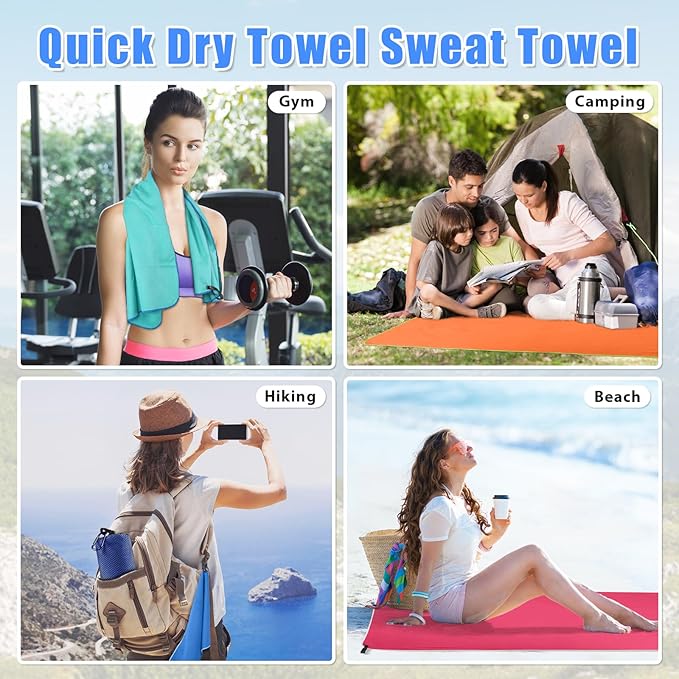 2 Pack Microfiber Travel Towel, Quick Dry Towel Camping Towel Large Beach Towel Super Absorbent Compact Lightweight Sports Gym Towels Set for Beach, Gym, Hiking, Pool, Backpacking,Bath,Yoga