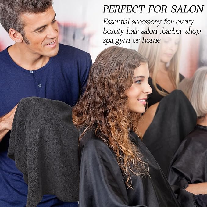 40 Pack Bleach Proof Towels Microfiber Absorbent Resistant Hair Hand Towels Bulk Quick Dry for Barber Gym Bath Spa Shaving (Black,16 x 29 Inch)