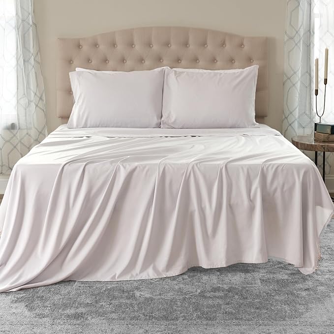 Northwest Ashford Home Essentials 4-Piece Queen Sheet Set – Ultra Soft & Breathable Microfiber Bedding – Deep Pocket Easy Care Fitted Sheet – Optical White