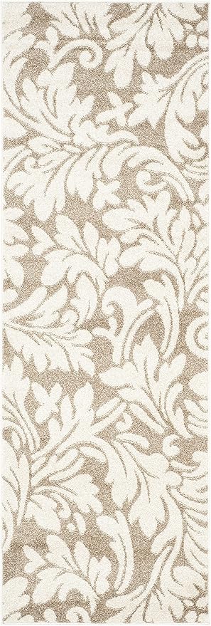 SAFAVIEH Amherst Collection Runner Rug - 2'3" x 13', Wheat & Beige, Floral Design, Non-Shedding & Easy Care, Ideal for High Traffic Areas in Living Room, Bedroom (AMT425S)
