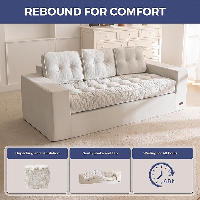 MAXYOYO Boneless Sofa Couch, 75" Oversized Loveseat Sofa, Tufted Floor Couch Bean Bag Chair for Living Room Bedroom Apartment, Sofa in a Box, No Assembly Needed, Grey