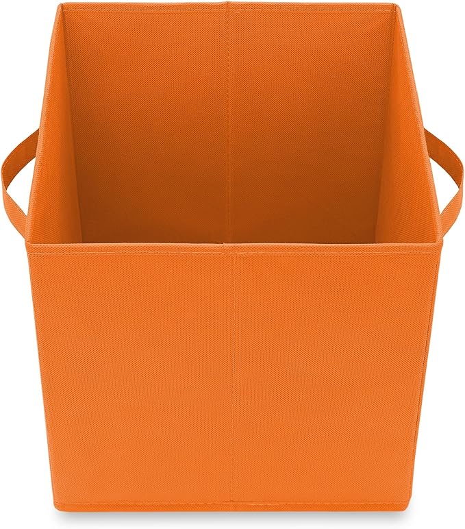 Casafield Set of 6 Collapsible Fabric Cube Storage Bins, Orange - 11" Foldable Cloth Baskets for Shelves, Cubby Organizers & More