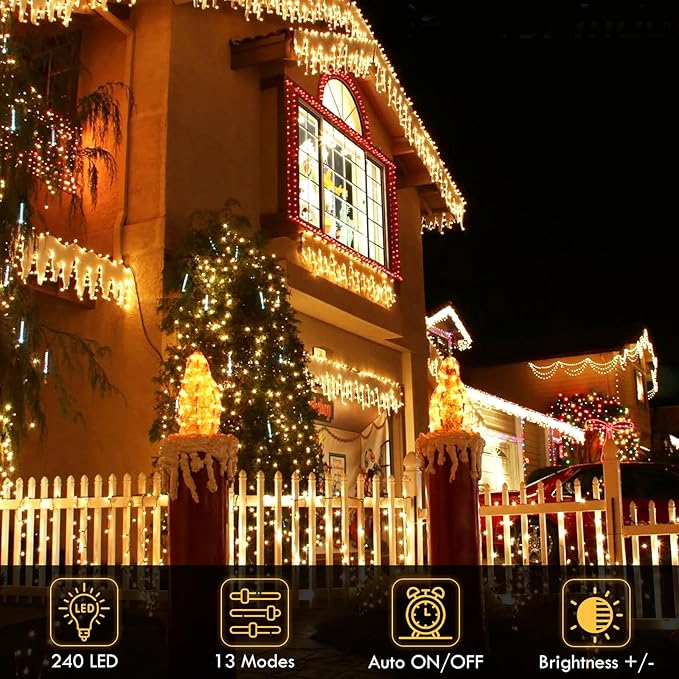480LED 176FT Connectable String Lights Indoor Outdoor Clear Wire | Warm White Christmas Lights | Twinkle Fairy Light Plug in with Timer for Bedroom Classroom Wedding Tree Patio Decor (2 Pack)