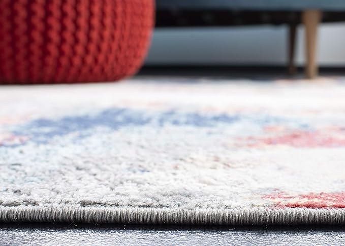 SAFAVIEH Jasper Collection X-Large Area Rug - 12' x 15', Grey & Red, Modern Abstract Design, Non-Shedding & Easy Care, Ideal for High Traffic Areas in Living Room, Bedroom (JSP101C)