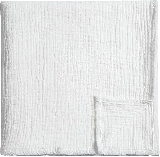 Meracorallo Muslin Swaddle Blanket, 100% Cotton Receiving Blanket Soft and Breathable Swaddle Wrap for Baby Boys and Girls, White