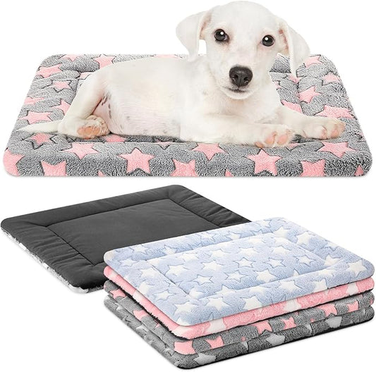 VitalCozy 4 Pcs Winter Dog Crate Pads, Ultra Soft Warm Washable Dog Cat Bed Mat for Pet Crate Comfortable Replaceable Reversible Kennel Pad for Small, Medium, Large Dogs(18 x 24 x 1.6 Inch,Colorful)
