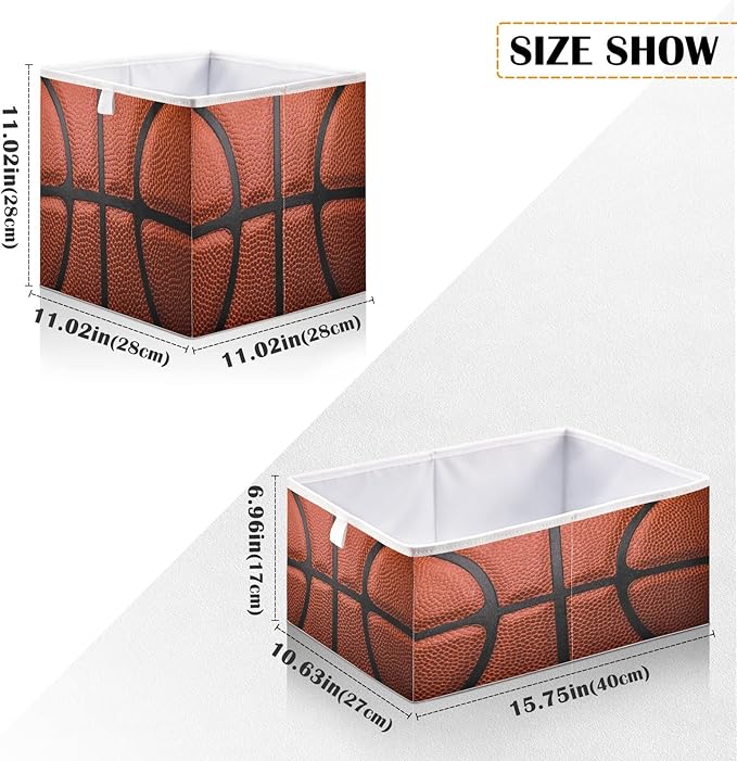 Bolaz Basketball Ball Texture Closet Organizers Storage Cubes Storage Bins Shelf Baskets Containers for Home Kids Room Toys Office