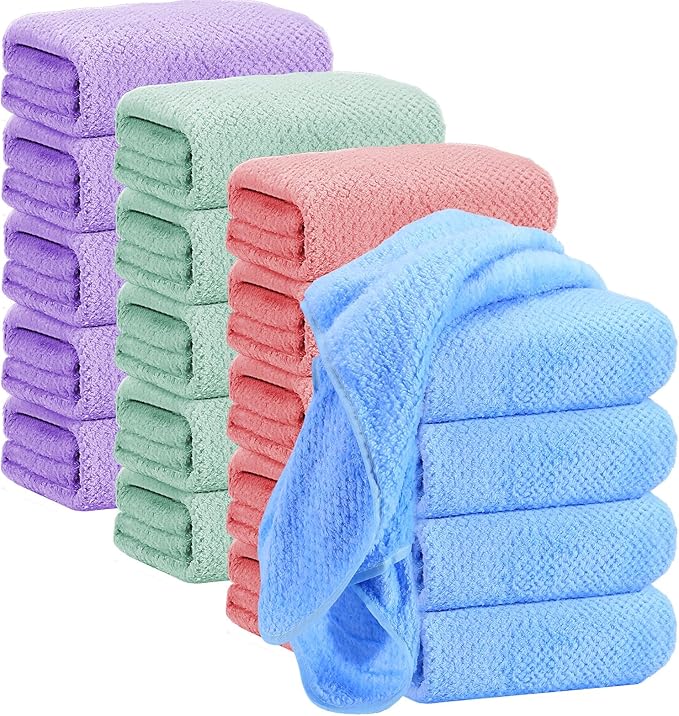 20 Pack Bulk Bath Towels Set, Large Quick Dry Bath Towels 55" x 28" for Spa, Gym, Salon, Hotel and Rental Use(Pink, Green, Blue, Purple)