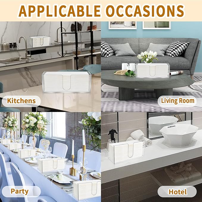 4 Pack Acrylic Paper Towel Holder, Countertop Napkin Dispenser for C-Fold, Multi-Fold & Trifold Paper Towels, 5mm Transparent Acrylic for Kitchen, Bathroom & Restaurant (4)