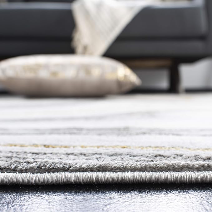 SAFAVIEH Craft Collection Area Rug - 5'3" x 7'6", Grey & Gold, Modern Abstract Design, Non-Shedding & Easy Care, Ideal for High Traffic Areas in Living Room, Bedroom (CFT819F)