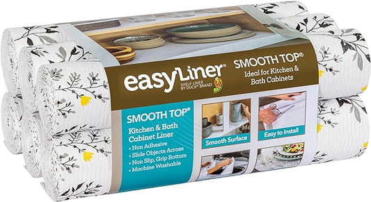 Smooth Top EasyLiner for Cabinets & Drawers - Easy to Install & Cut to Fit - Shelf Paper & Kitchen Drawer Liner Non Adhesive - Non Slip Shelf Liner - 12 Inch Width - 60 Total Feet - Dark Gray Branch