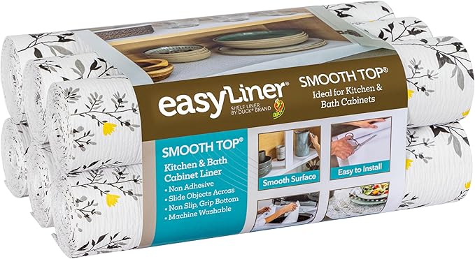 Smooth Top EasyLiner for Cabinets & Drawers - Easy to Install & Cut to Fit - Shelf Paper & Kitchen Drawer Liner Non Adhesive - Non Slip Shelf Liner - 20 Inch Width - 36 Total Feet - Dark Grey Branch