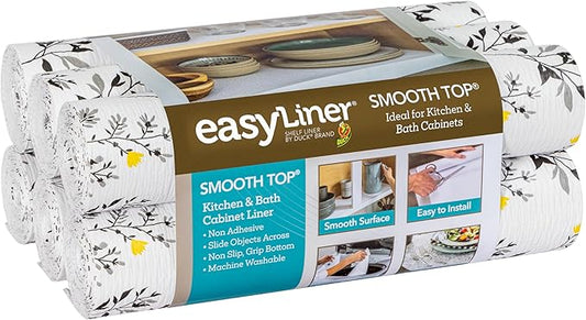 Smooth Top EasyLiner for Cabinets & Drawers - Easy to Install & Cut to Fit - Shelf Paper & Kitchen Drawer Liner Non Adhesive - Non Slip Shelf Liner - 20 Inch Width - 36 Total Feet - Dark Grey Branch