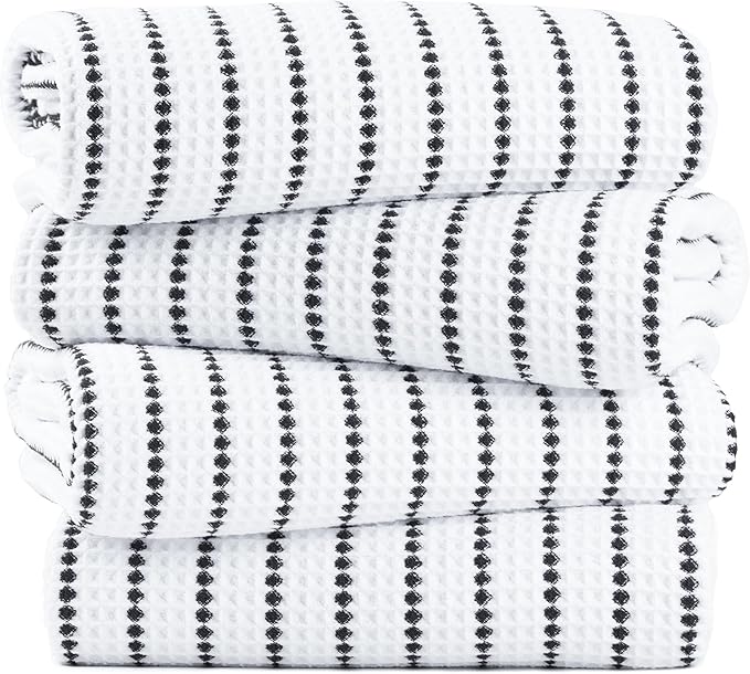 430 GSM Microfiber Oversize Quick Dry Lint Free Bath Towel, 60 x 30 in, 4 Pack (Waffle Weave)