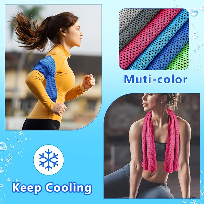 60 Pack Cooling Towels,40"x12" Ice Breathable Soft Chilly Sweat Rag Microfiber Workout Rags for Gym Cooling Towels for Neck and Face for Yoga Golf Sport Running (10 Colors)