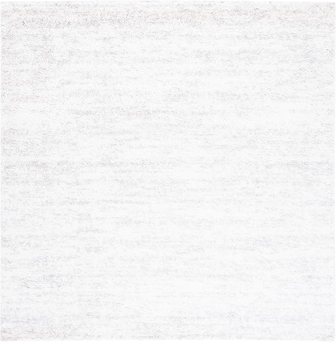 SAFAVIEH Berber Shag Collection Area Rug - 8' Square, Ivory & Light Grey, 1.2-inch Thick Ideal for High Traffic Areas in Living Room, Bedroom (BER563F)