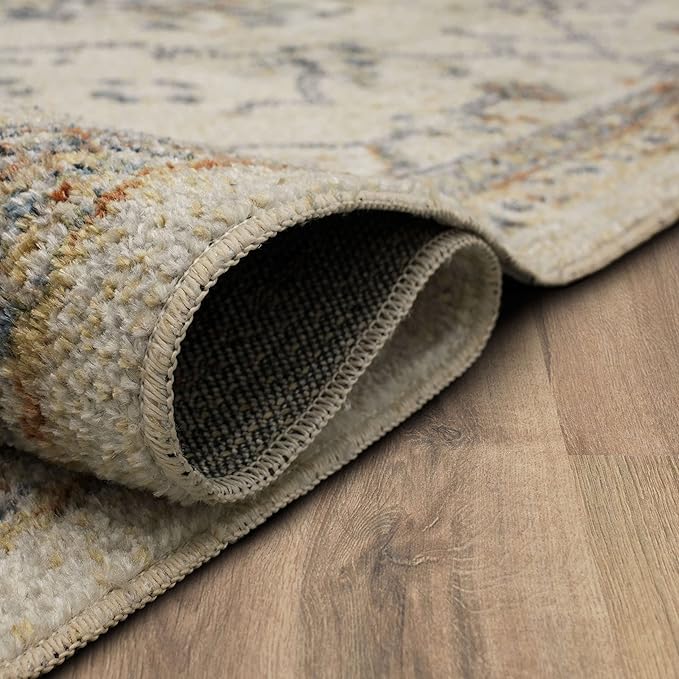 Mohawk Home Garrett Floral Ornamental Cream 2' x 8' Area Rug Perfect for Living Room, Dining Room, Office