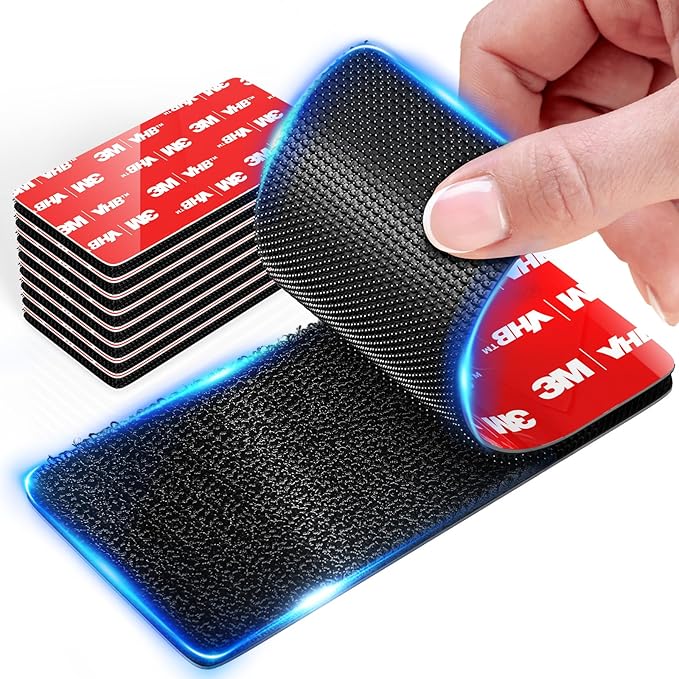 4 inch Large Wide Hook and Loop Strips with Super Adhesive Heavy Duty, Made of 3M, Heat Resistant Waterproof, Outdoor or Indoor Use, 8 Sets Black 4x2 Inch