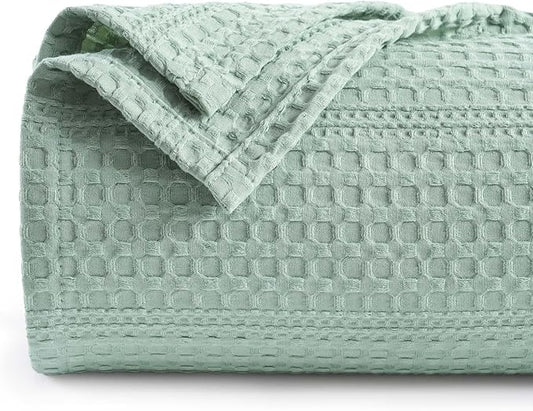 PHF Lightweight Waffle Weave Blanket Twin Size 66"x 90", Soft Woven Summer Blanket for Hot Sleepers - Aesthetic Home Decor for Couch Bed Sofa, Pet Friendly, Sage Green