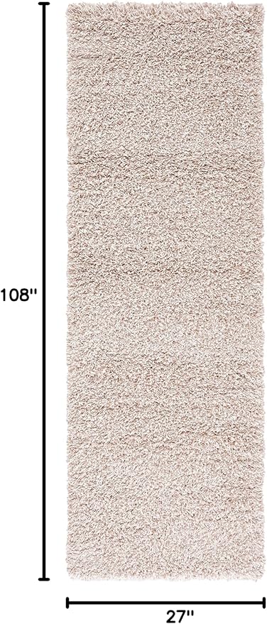 SAFAVIEH Santa Monica Shag Collection Runner Rug - 2'3" x 9' Runner, Beige, Solid Design, 2-inch Thick Ideal for High Traffic Areas in Living Room, Bedroom, Dining (SGN725-1313-29)