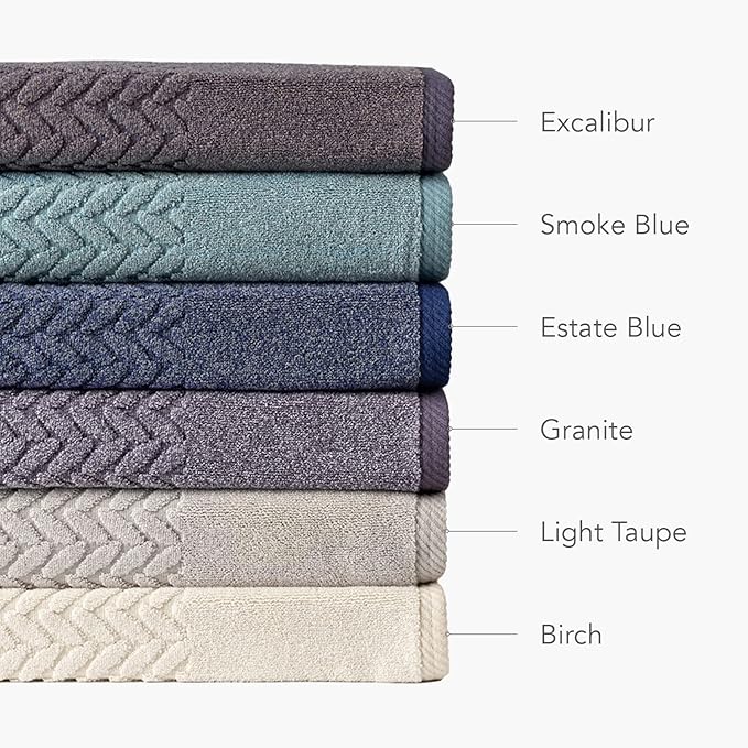 Texere 100% Organic Cotton Bathroom Towel, Textured Jacquard 650 GSM Premium Large Bath Towel Sets - Extra Absorbent Quick Dry and Plush (Cable, Estate Blue, 2 Bath Towels)