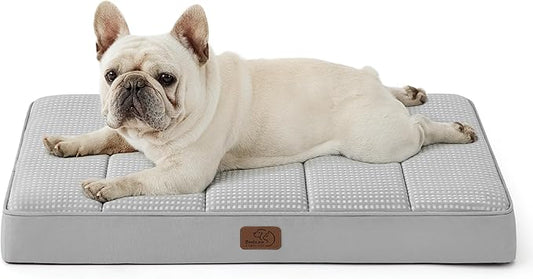Bedsure Cooling Dog Bed for Medium Dogs - Comfy Flat Puppy Beds with Removable Washable Cover, Orthopedic Egg Crate Foam Pet Mat, Suitable for Pet Up to 30 lbs