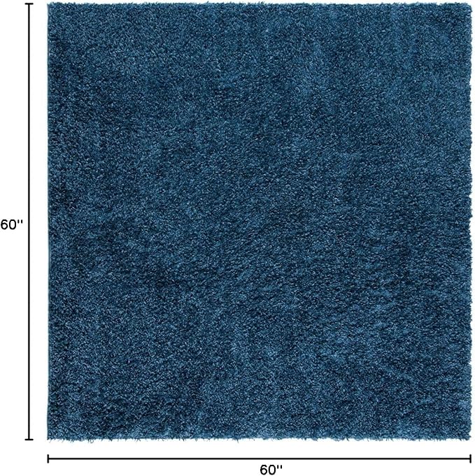 SAFAVIEH August Shag Collection Area Rug - 5' Square, Navy, Solid Design, Non-Shedding & Easy Care, 1.5-inch Thick Ideal for High Traffic Areas in Living Room, Bedroom (AUG200M)