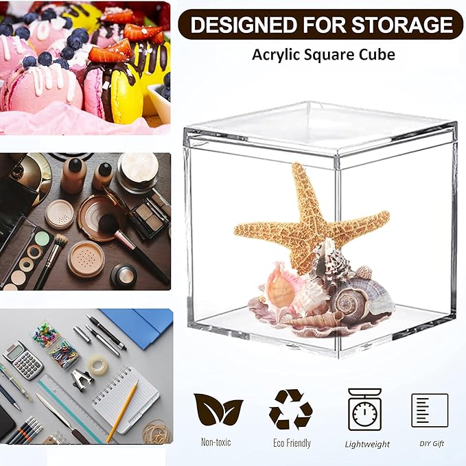 KissYou Acrylic Box Clear Box with Lid Transparent Display Square Cube Jewelry Storage Contanier Christmas Decorative Candy Boxes