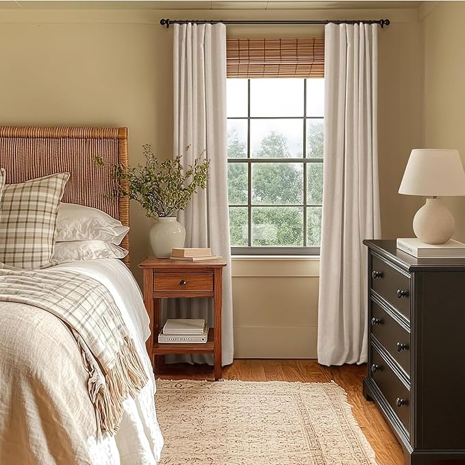 INOVADAY 100% Blackout Curtains for Bedroom, Black Out Curtains 120 Inch Long, Clip Rings Blackout Drapes, Thermal Insulated Room Darkening for Living Room, 2 Panels - Oatmeal,W50xL120