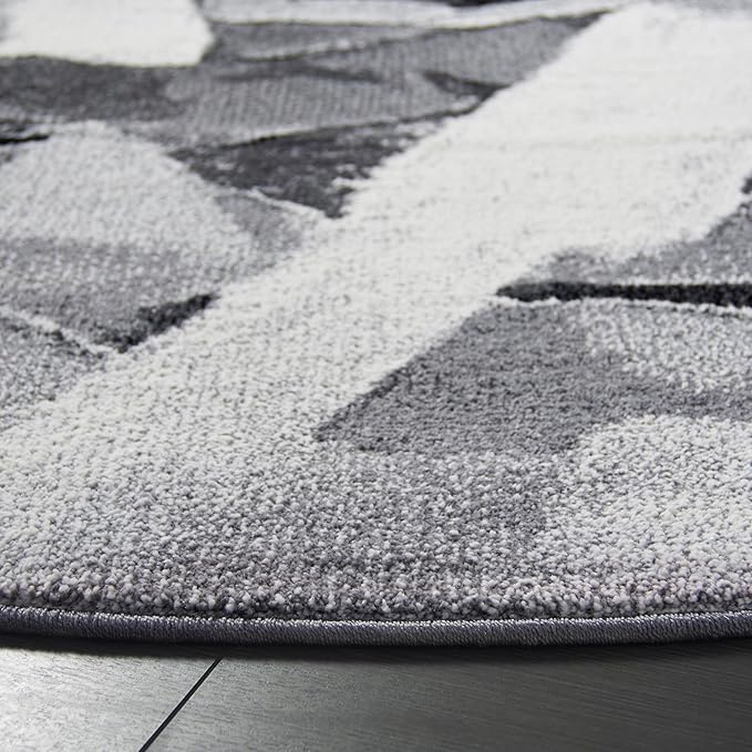 SAFAVIEH Porcello Collection Area Rug - 6'7" Round, Ivory & Grey, Modern Abstract Pattern, Non-Shedding & Easy Care, Ideal for Living Room, Foyer, Bedroom (PRL6937F-7R)