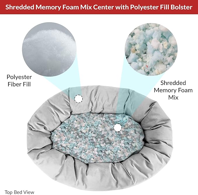 Majestic Pet Villa 24 Inch Shredded Memory Foam Dog Bed for Small Sized Dog 24x19x7 Inch–Orthopedic Pet Bed - Washable Small Puppy Mat with Head Support-Vintage