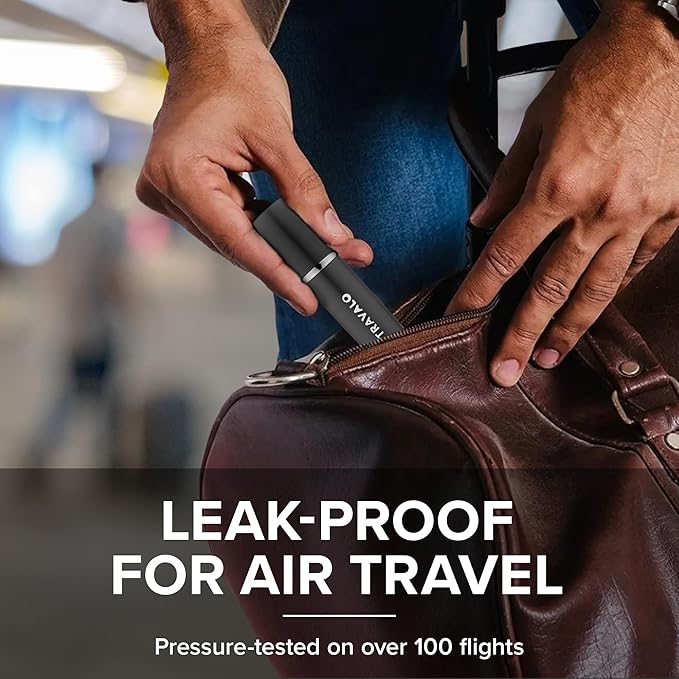 LUX Perfume Atomizer - Leak-Proof and TSA Approved for Air Travel - Reusable Airtight Easy Fill Mini Pump Sprayer - Lightweight Portable - Brushed Polished Metal Alloy Outer Shell - Silver