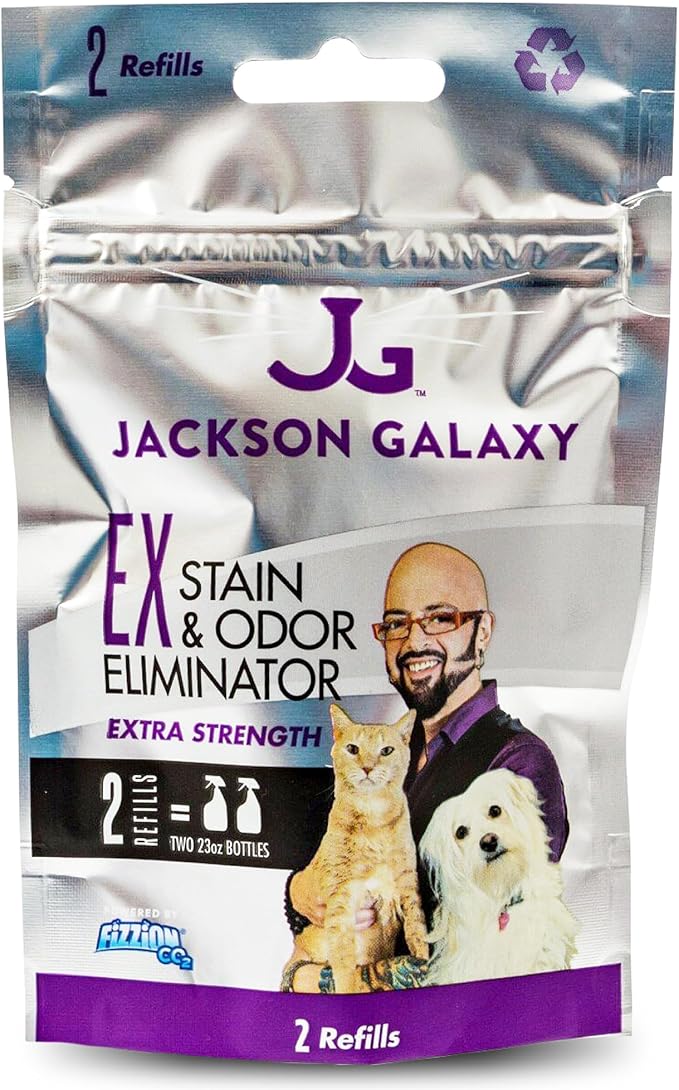 Jackson Galaxy EX Stain & Odor Eliminator - Pet Urine Remover Refill Tablets - Fast Acting & Non-Toxic CO2 Based Cat Pee Cleaner, Refill Tablets for 2 Full Solutions - Made by a Cat Expert