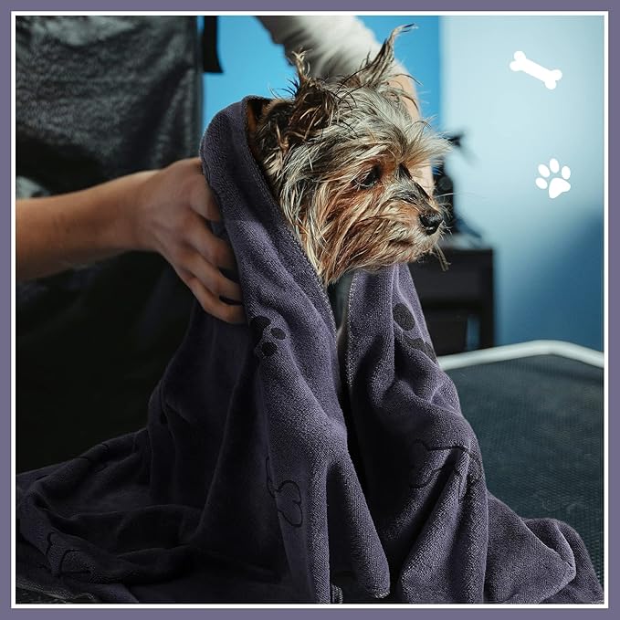 8 Pcs Dog Towels for Drying Dogs Cats Pet Towels Bulk Puppy Microfiber Quick Drying Paw Bath Bathing Supplies Absorbent for Medium Pets(Gray,18 x 28 Inch)