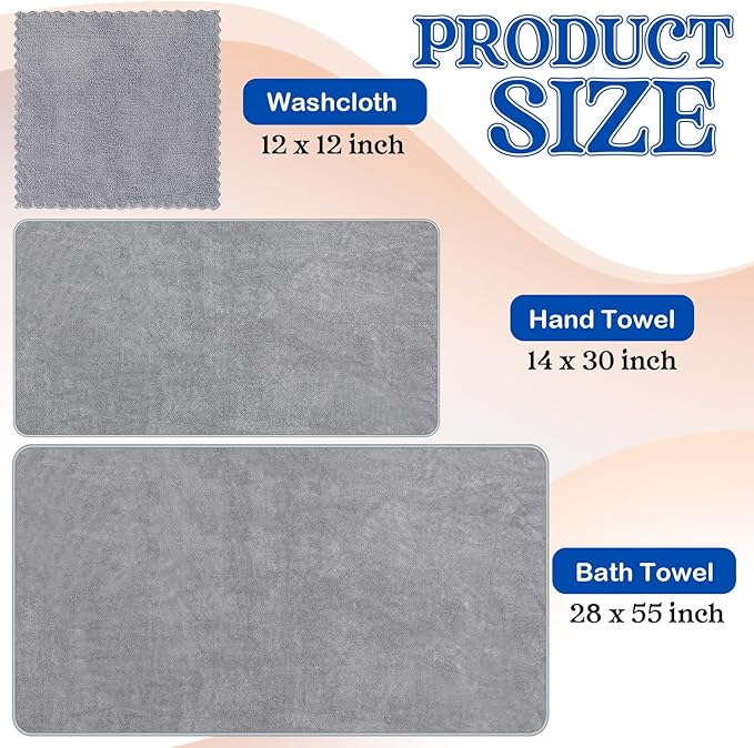 18 Pcs Microfiber Bath Towel Set 6 Bath Towels 6 Hand Towels 6 Washcloths Soft Coral Velvet Highly Absorbent Bathroom Towel for Fitness Sports Yoga Travel(Classic Colors)