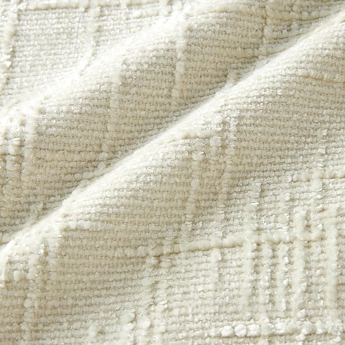 Decorative Couch Throw Pillow Covers 24x24 Set of 2 White Soft Chenille Pillow Covers Neutral Textured Boho Cushion Covers for Modern Farmhouse Sofa Bedroom Living Room Decor SY008-A24