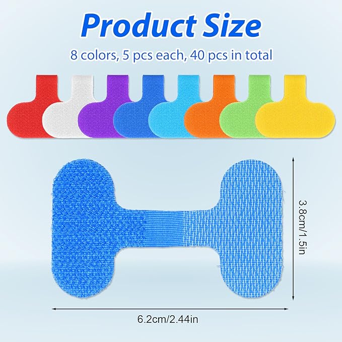32 Pcs Cable Labels Multi Color Durable Cord Labels with Writable Surface Waterproof Cables Tags for Electronics Organization Self-Adhesive Nylon Wrap-It Cable Label for Electronics(8 Colors)