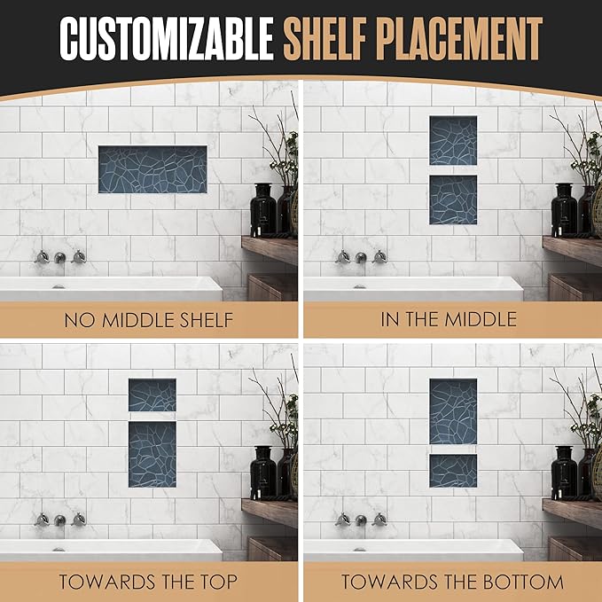 Houseables Shower Niche, Shower Niche Insert Tile Ready, Recessed Bathroom Storage, 12x28 (13x29), in Wall Shelf, Cubby Inserts, Recessed Shampoo Caddy, Inset Shelves, Built in Nook, Soap Box, Prefab
