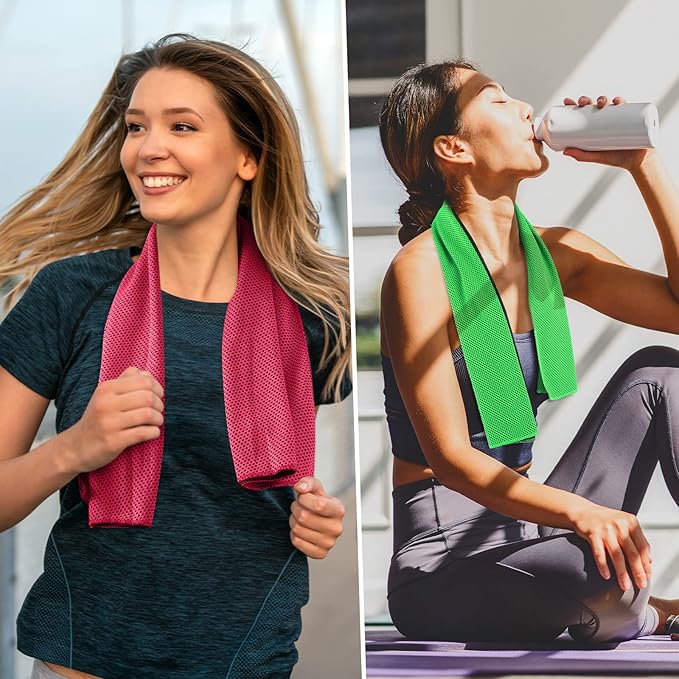 Maitys 200 PCS Cooling Towel Bulk - Ice Sweat Rag for Neck & Face Microfiber Breathable Cool Chilly Towel for Summer Sport Yoga Workout Camping, 10 Color