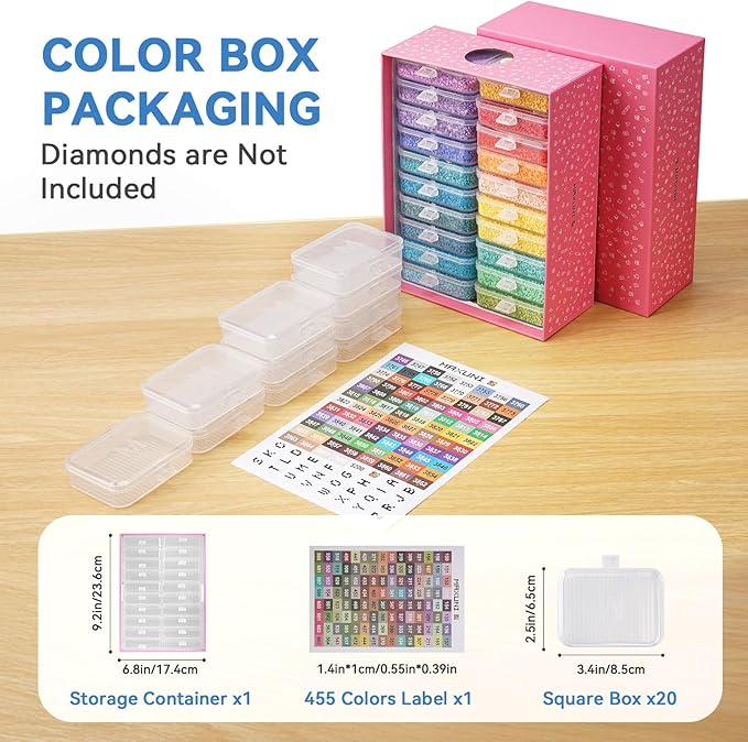 20pcs Diamond Sorting Tray - Diamond Art Storage Tray with Lids, 2-in-1 Stackable Diamond Painting Accessories for 5D Art Beads Storage & Line-Up