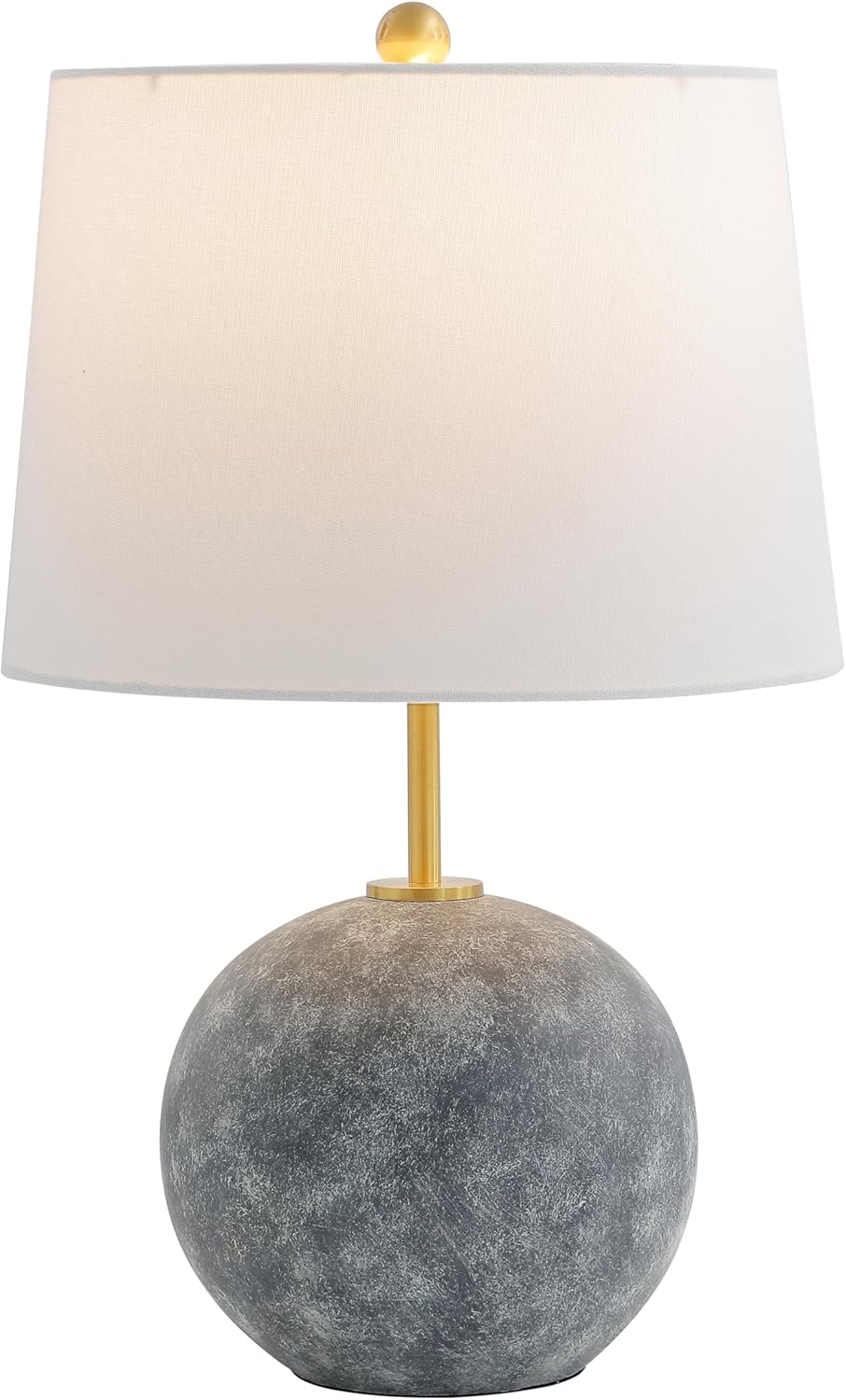 SAFAVIEH Lighting Collection Cla Grey Washed Cement & Brass 24-Inch Table Lamp with White Fabric Shade, Modern Bedside Nightstand Lamp, LED Bulb Included (TBL4592A)