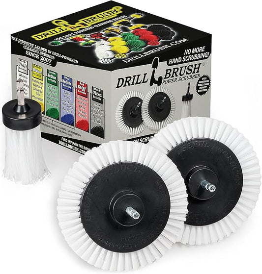 3 Pack Drill Brush Power Scrubber Cleaning Brush - Soft White Drill Brush Set - Car Detailing Kit - Cleaning Drill Brush Set for crevices and Hard to get to Areas - Power Scrubbing Brush for Drill