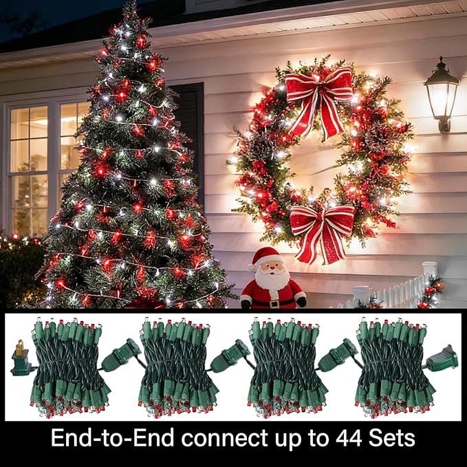 LAMPHOME Red White Valentine's String Lights 100LED 21.6FT Mini Fairy Light Green Wire Christmas Lights Plug in for Indoor & Outdoor Party Patio Bedroom Xmas Tree Garland Galentine's Day Decoration
