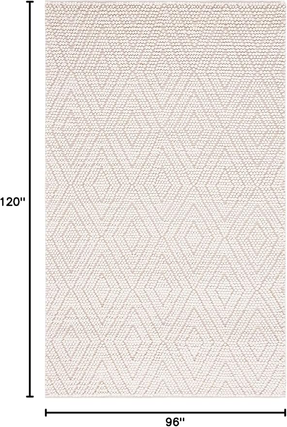 SAFAVIEH Area Rug 8x10 - Natura Collection - Large - Ivory, Handmade Wool, Trellis Pattern, Ideal for Living Room, Bedroom, Dining Space (NAT224A)