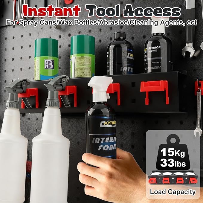 Spray Bottle Holder Wall Mounted, 2-Pack Heavy-Duty Carbon Steel Aerosol Paint Organizer Rack, Spray Aerosol Can Holder, Space Saving Holder for Garage, Workshop, Car Detailing Tools & Shed