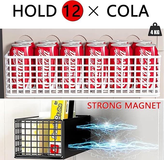 Magnetic Basket Magnetic Fridge Organizer Magnetic Pencil Holder Whiteboard Accessories Home Kitchen Organization (Black-Low)